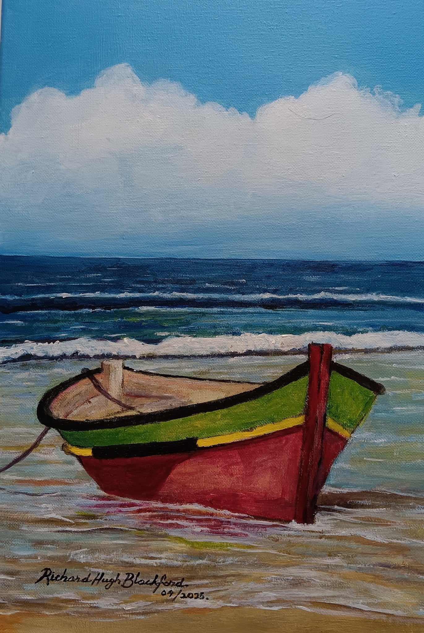 Original Painting - Boat in the Bay 001