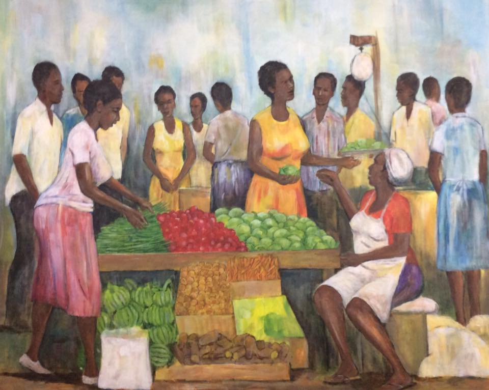 Giclee Print on Canvas- Coronation Market Stall 001