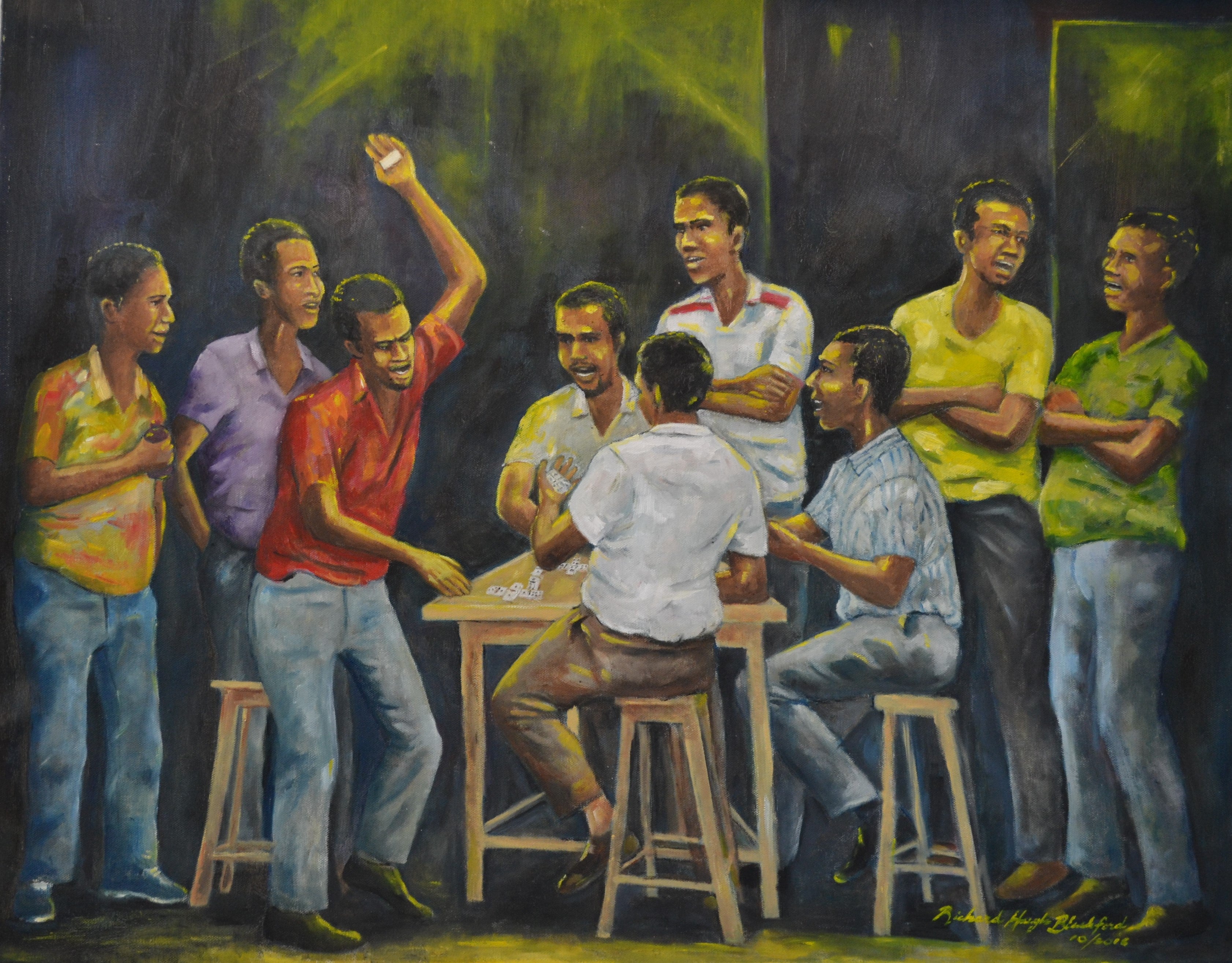 Giclee Print on Canvas- Domino Players (Six Love) 001